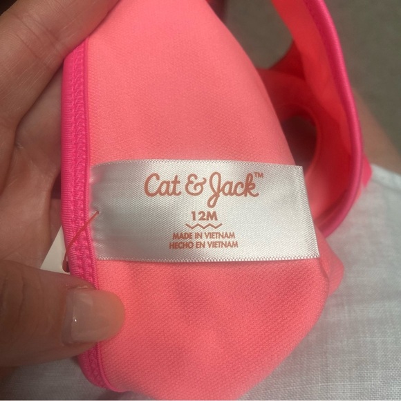 Cat & Jack Girls' One Shoulder Ruffle Bikini Set Size 12M Pink Hearts Swimsuit - Picture 7 of 10